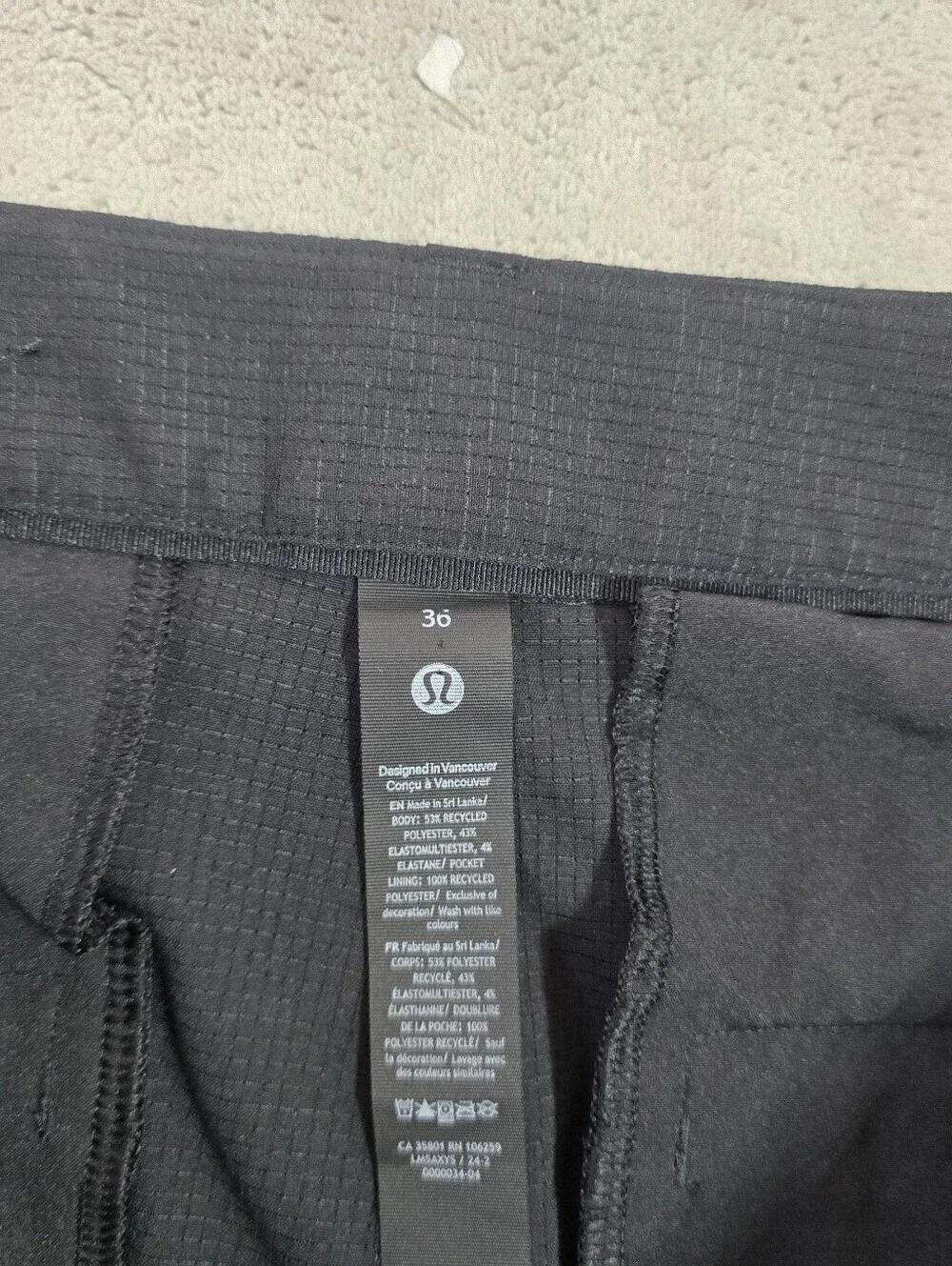 Lululemon Mens ABC Classic-Fit 5 Pocket Pants Black Stretch Sz 36x32